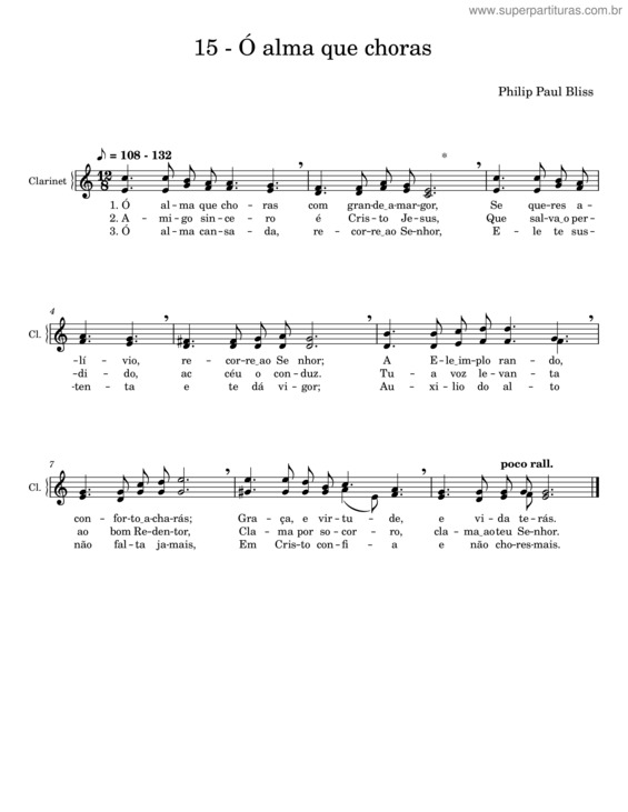 Partitura da música Ó Alma Que Choras – Ccb Hino 15
