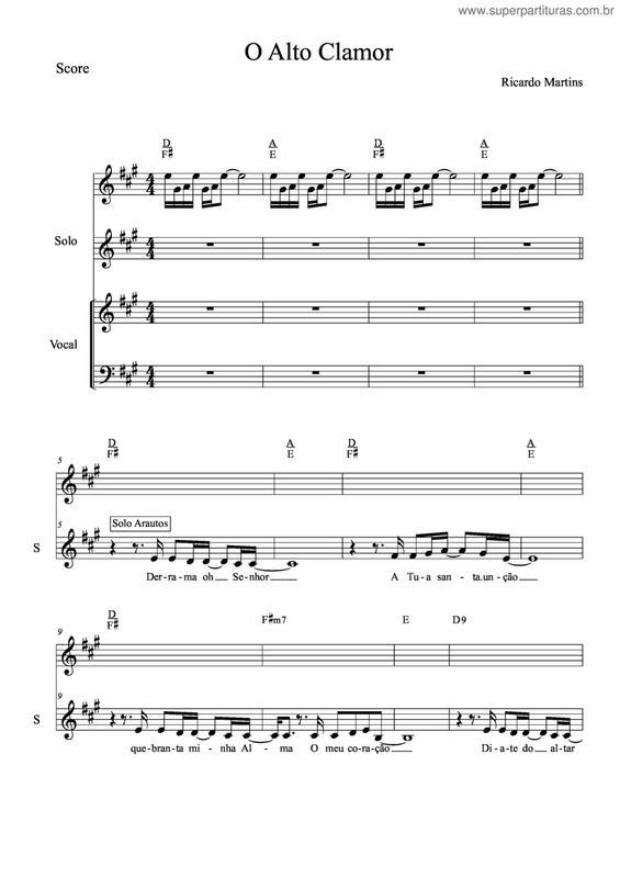 Partitura da música O Alto Clamor