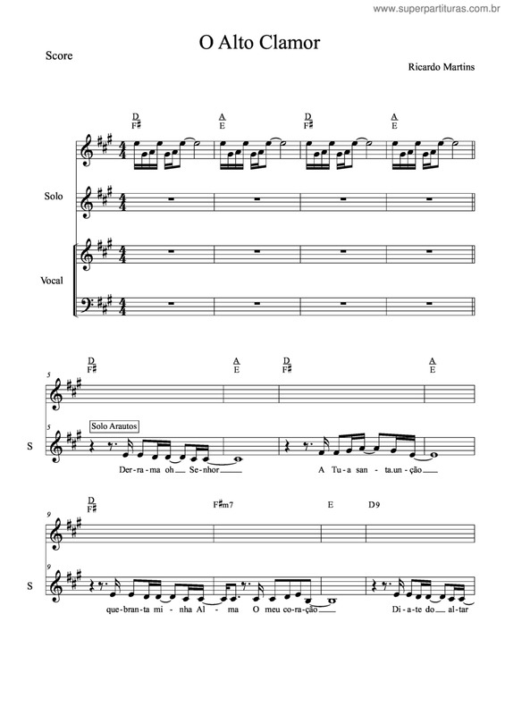 Partitura da música O Alto Clamor