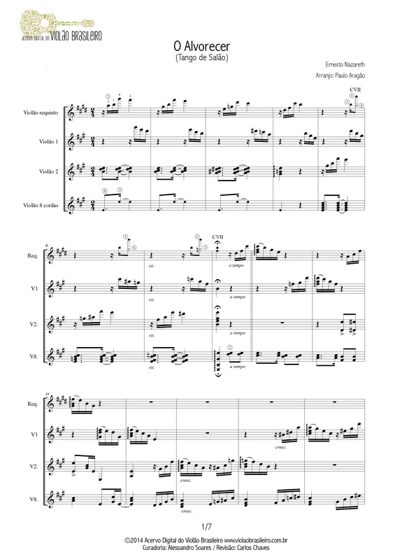 Partitura da música O Alvorecer v.2