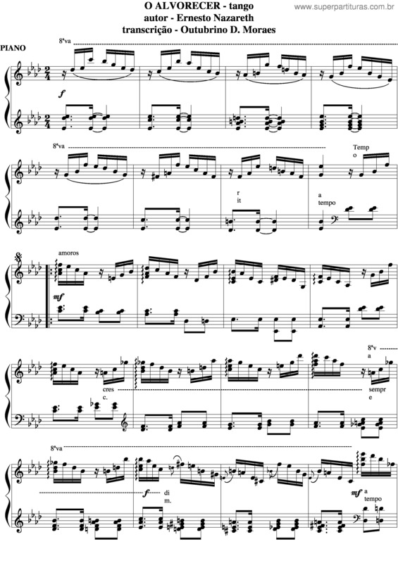 Partitura da música O Alvorecer