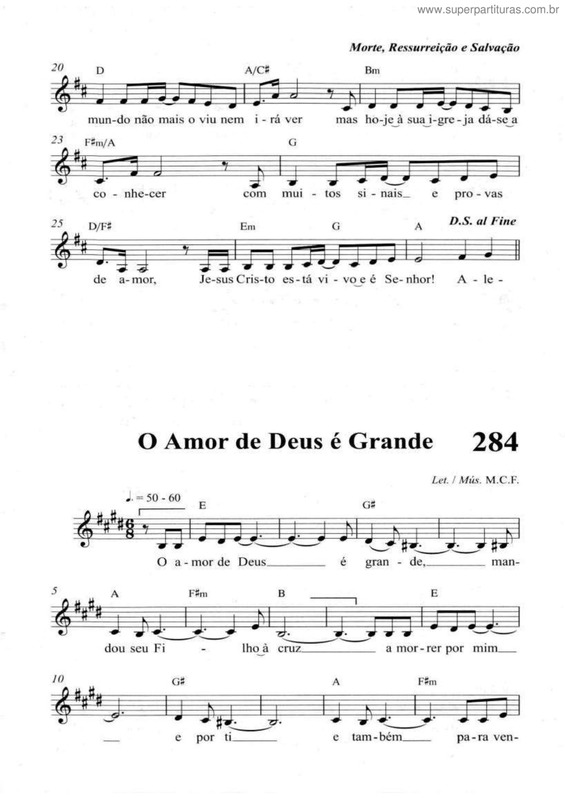 Partitura da música O Amor De Deus É Grande