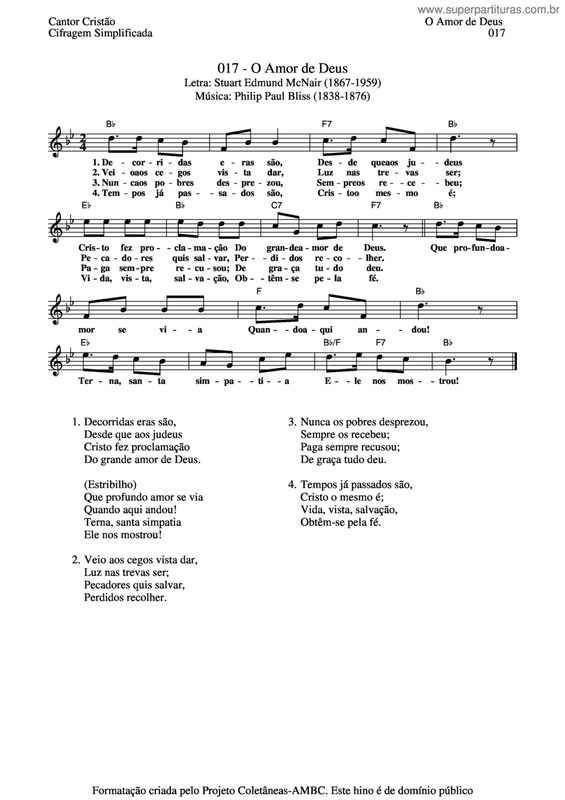 Partitura da música O Amor De Deus v.3