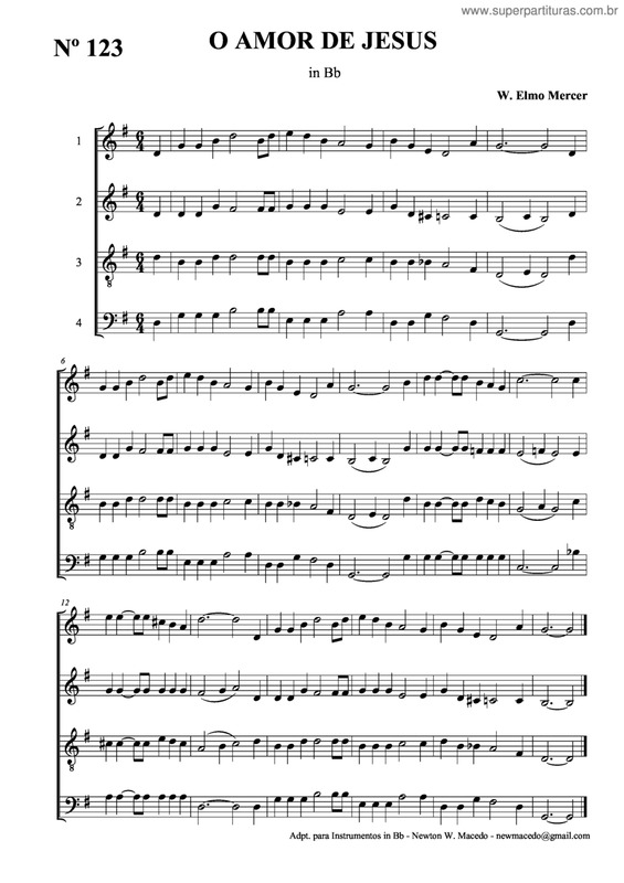 Partitura da música O Amor De Jesus v.6