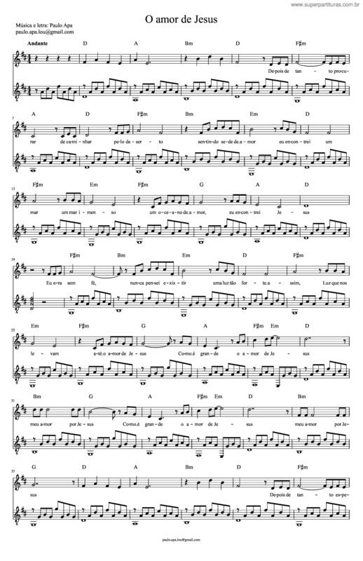 Partitura da música O Amor De Jesus v.7