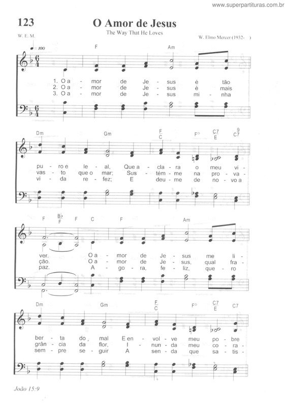 Partitura da música O Amor De Jesus