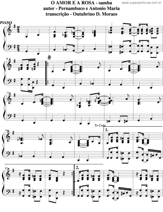 Partitura da música O Amor E A Rosa