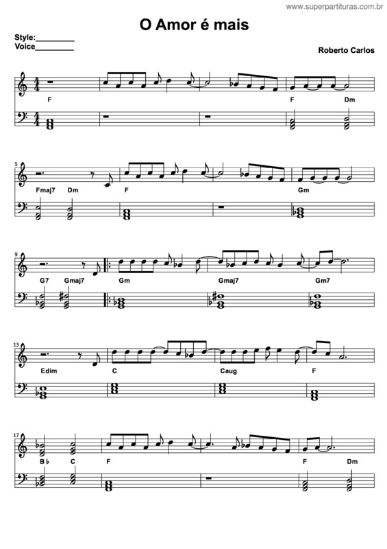 Partitura da música O Amor é Mais v.2