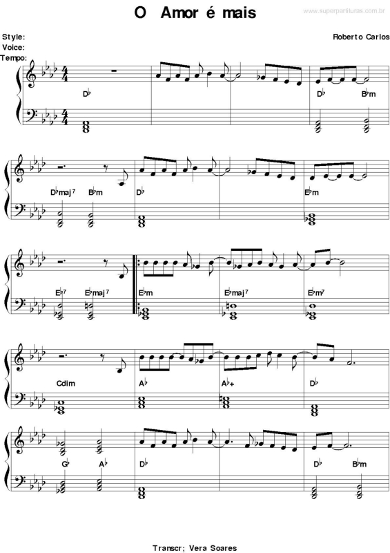 Partitura da música O Amor é Mais