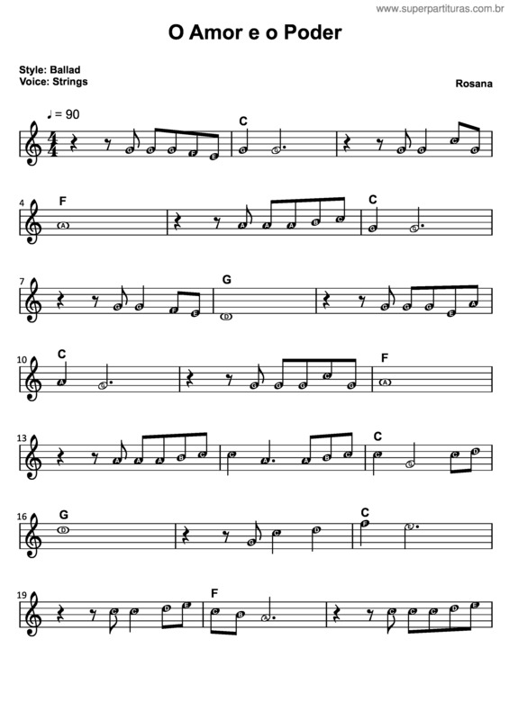 Partitura da música O Amor e o Poder 2