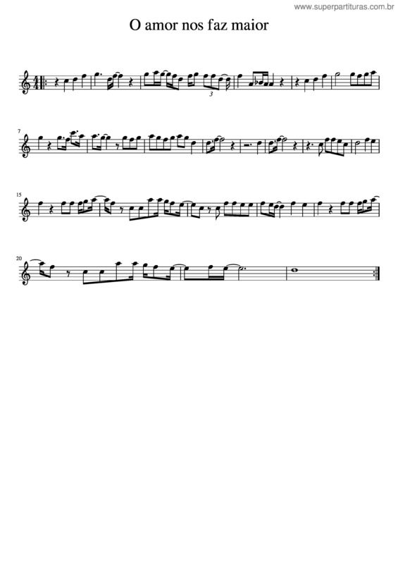 Partitura da música O Amor Nos Faz Maior Para Sax Tenor