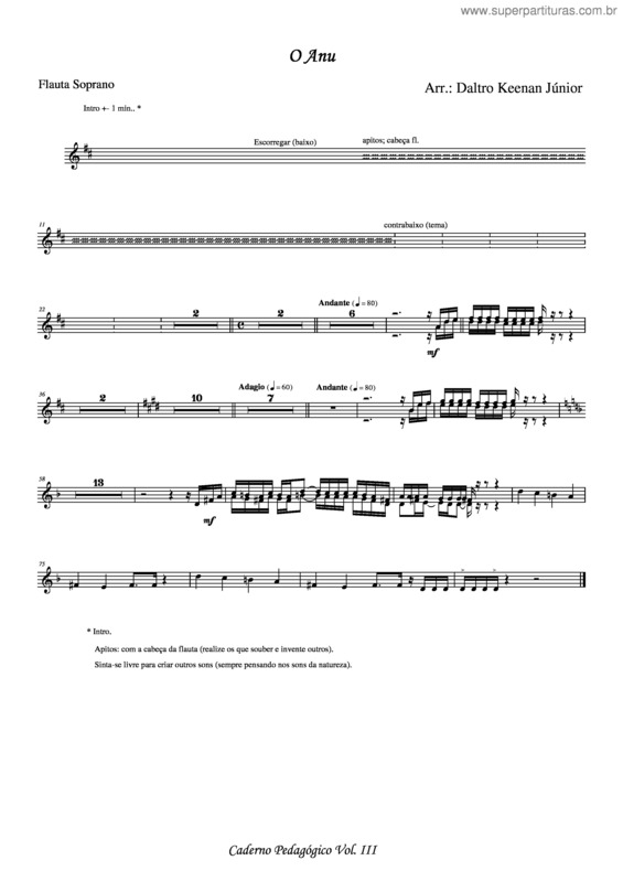 Partitura da música O Anu v.2