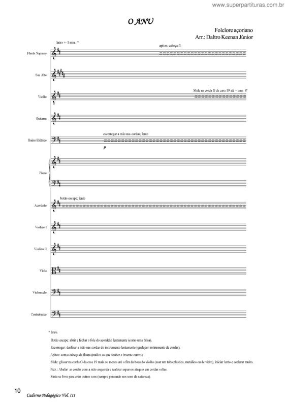 Partitura da música O Anu