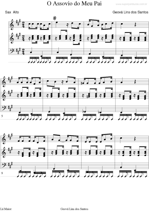 Partitura da música O Assovio do Meu Pai