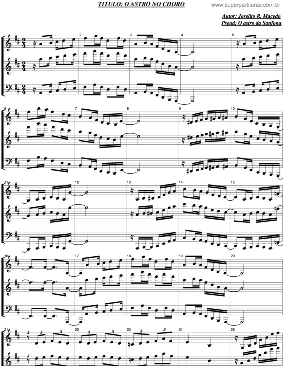 Partitura da música O Astro No Choro v.2