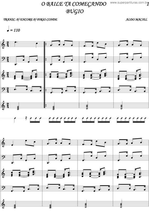 Partitura da música O Baile Esta Começando