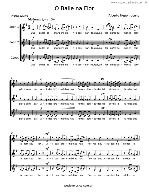 Partitura da música O Baile Na Flor – Castro Alves