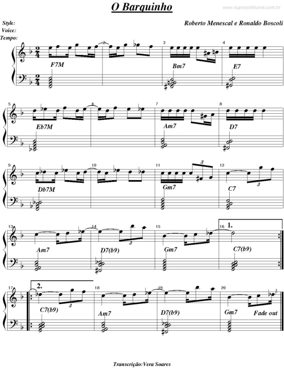 Partitura da música O Barquinho v.2