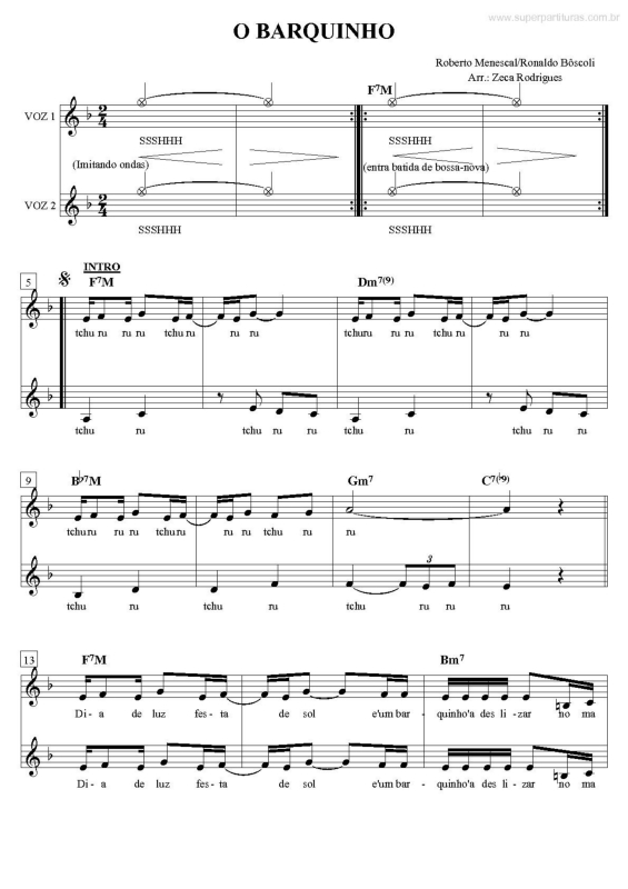 Partitura da música O Barquinho v.3