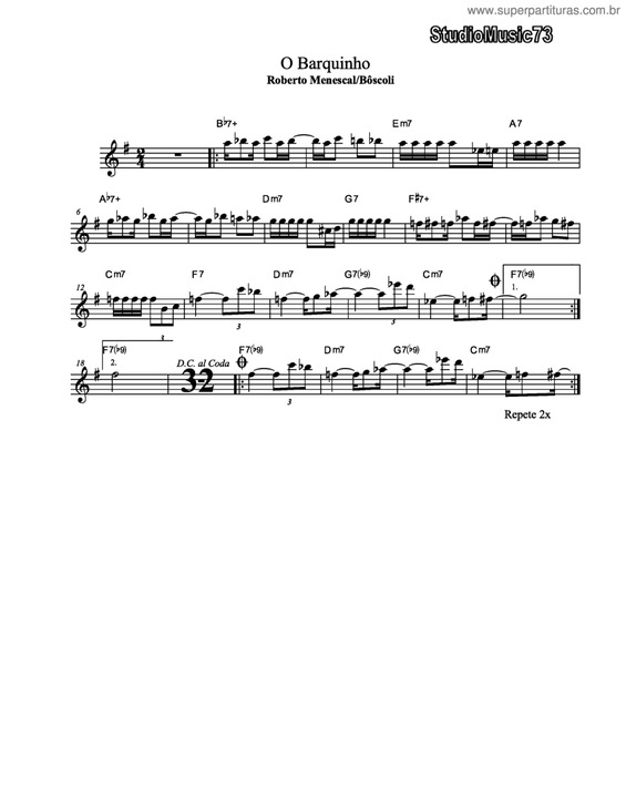 Partitura da música O Barquinho v.4