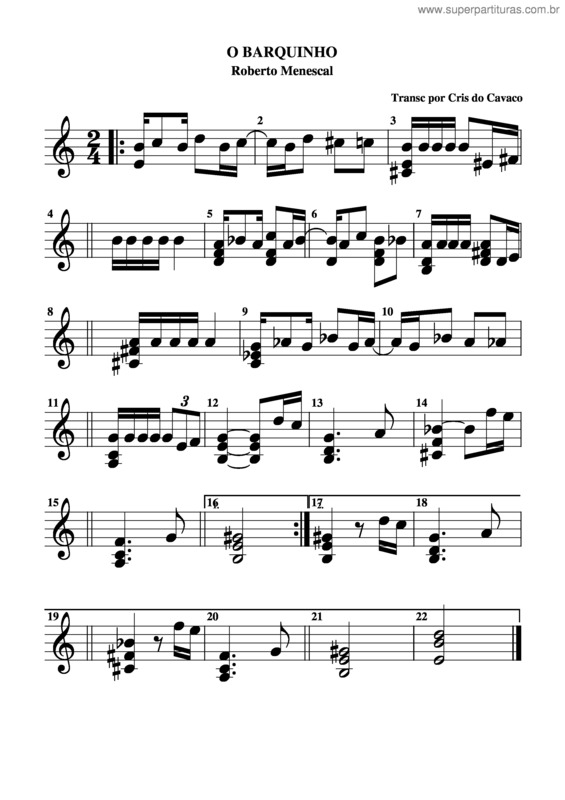 Partitura da música O Barquinho v.5