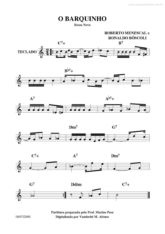 Partitura da música O Barquinho