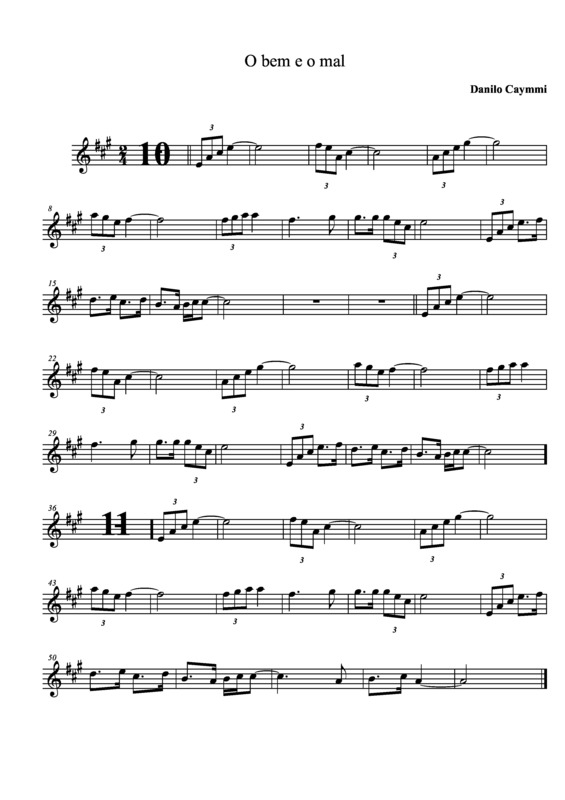 Partitura da música O Bem e o Mal v.3