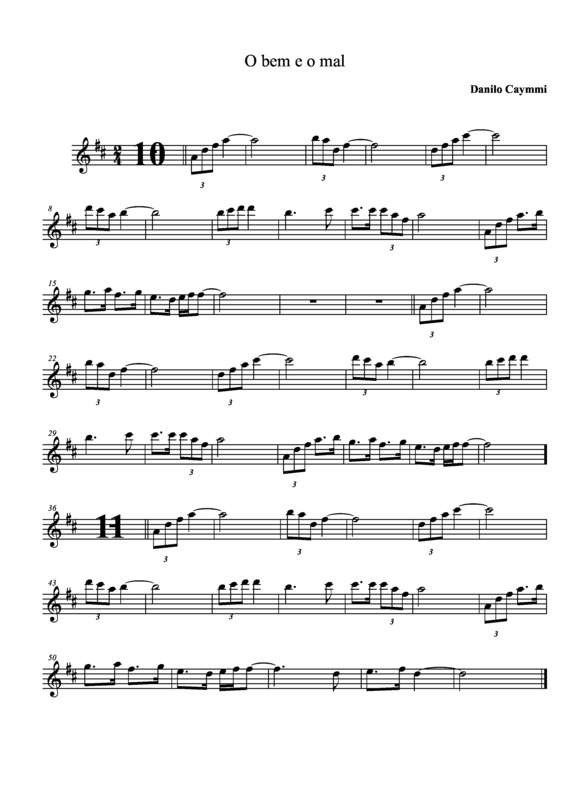 Partitura da música O Bem e o Mal v.4