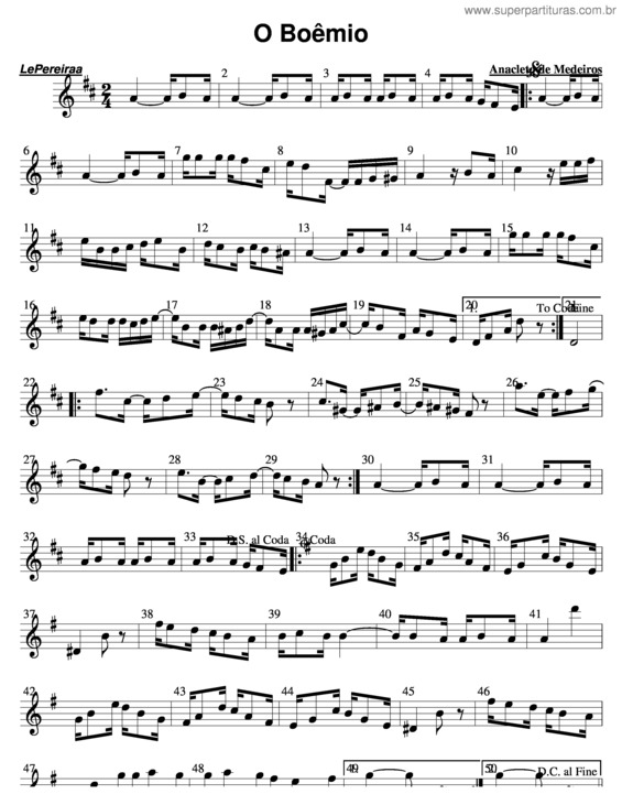 Partitura da música O Boêmio v.3