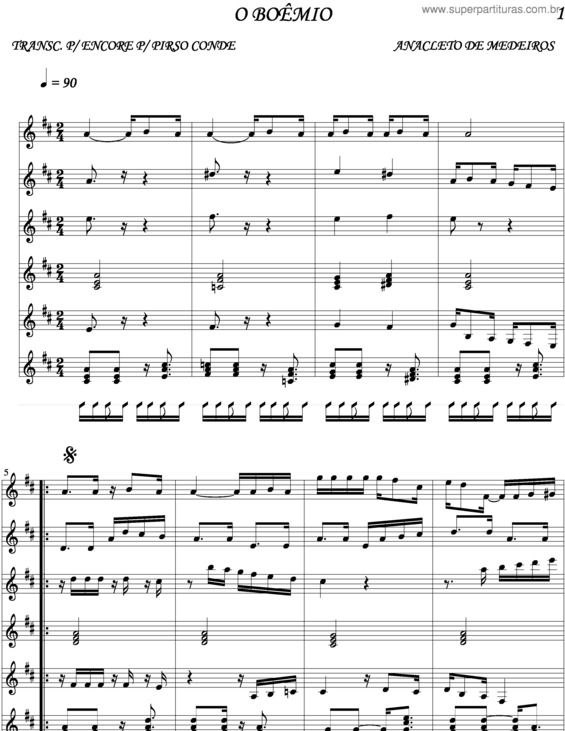 Partitura da música O Boêmio v.4