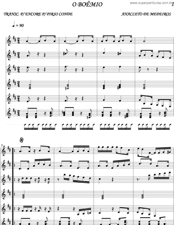 Partitura da música O Boêmio v.5