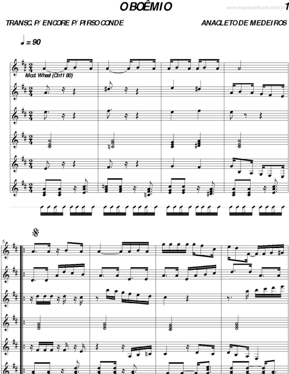 Partitura da música O Boêmio