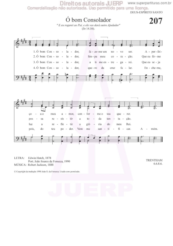 Partitura da música Ó Bom Consolador - 207 HCC v.2