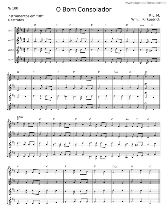 Partitura da música O Bom Consolador – S P A M A L O T