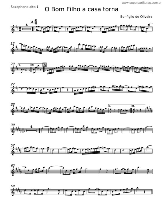 Partitura da música O Bom Filho À Casa Torna – Bonfiglio De Oliveira