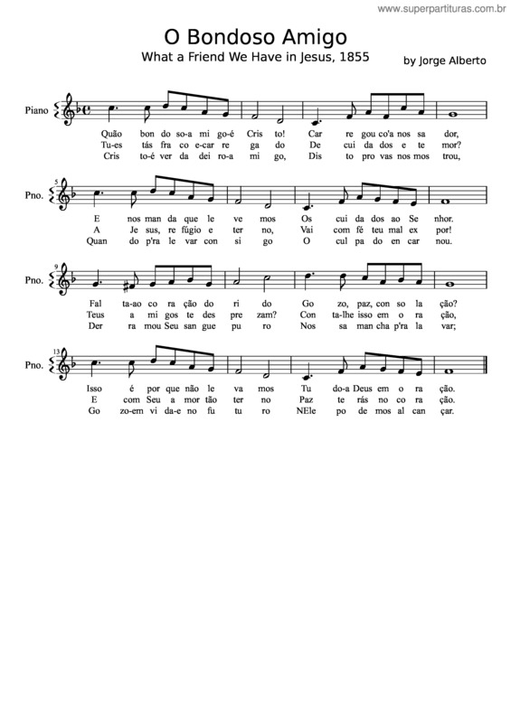Partitura da música O Bondoso Amigo v.2