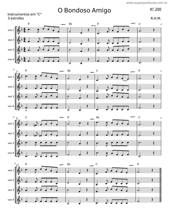 Partitura da música O Bondoso Amigo v.3