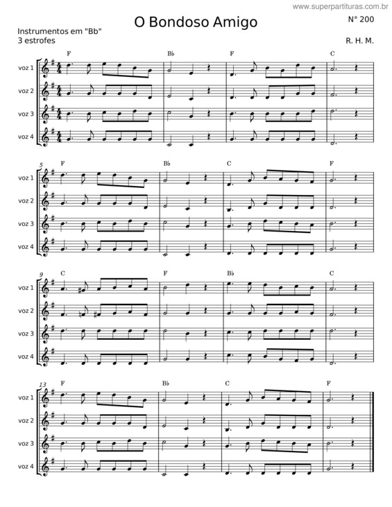 Partitura da música O Bondoso Amigo v.4