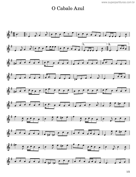 Partitura da música O Cabalo Azul