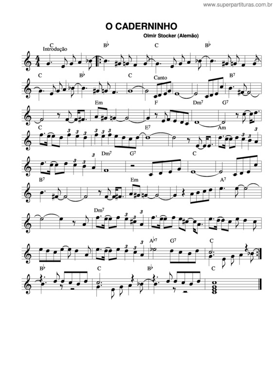 Partitura da música O Caderninho