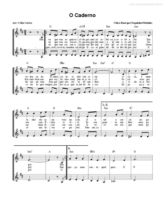 Partitura da música O Caderno v.3