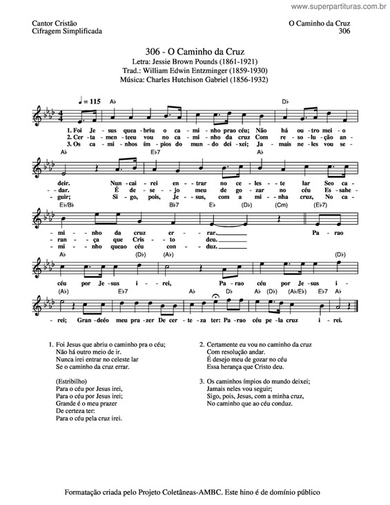Partitura da música O Caminho Da Cruz