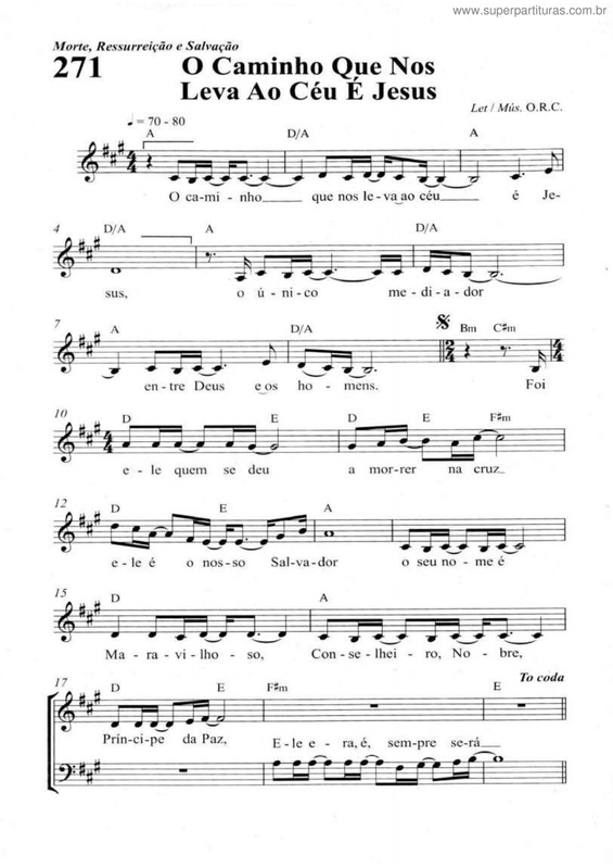 Partitura da música O Caminho Que Nos Leva Ao Céu É Jesus