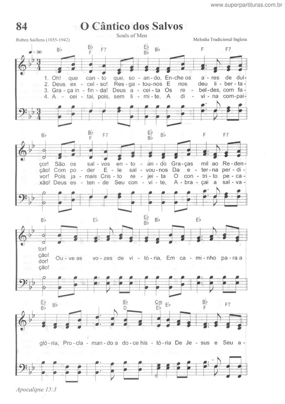 Partitura da música O Cântico Dos Salvos