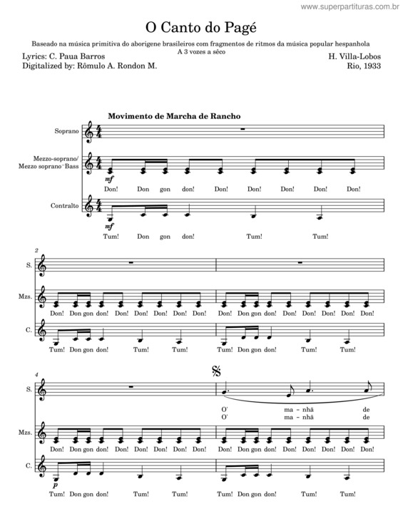 Partitura da música O Canto Do Pagé