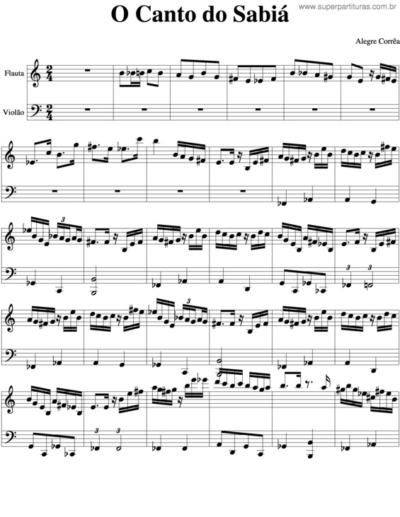 Partitura da música O Canto Do Sabiá