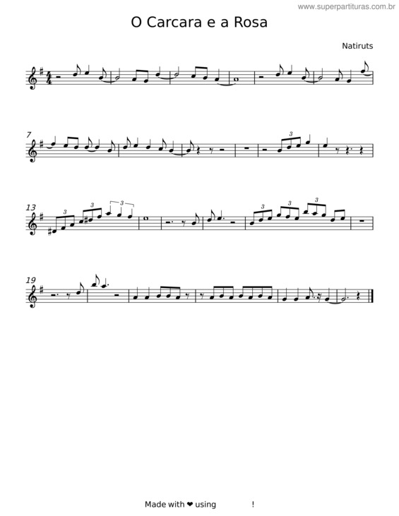 Partitura da música O Carcara E A Rosa – Natiruts