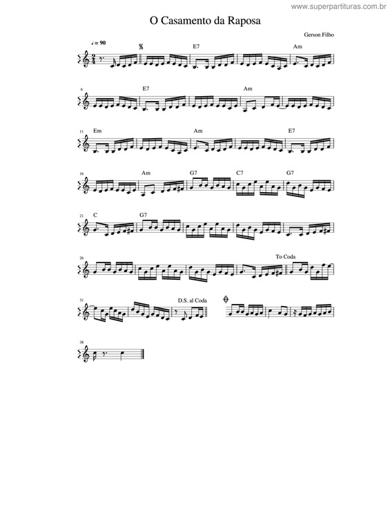 Partitura da música O Casamento Da Raposa