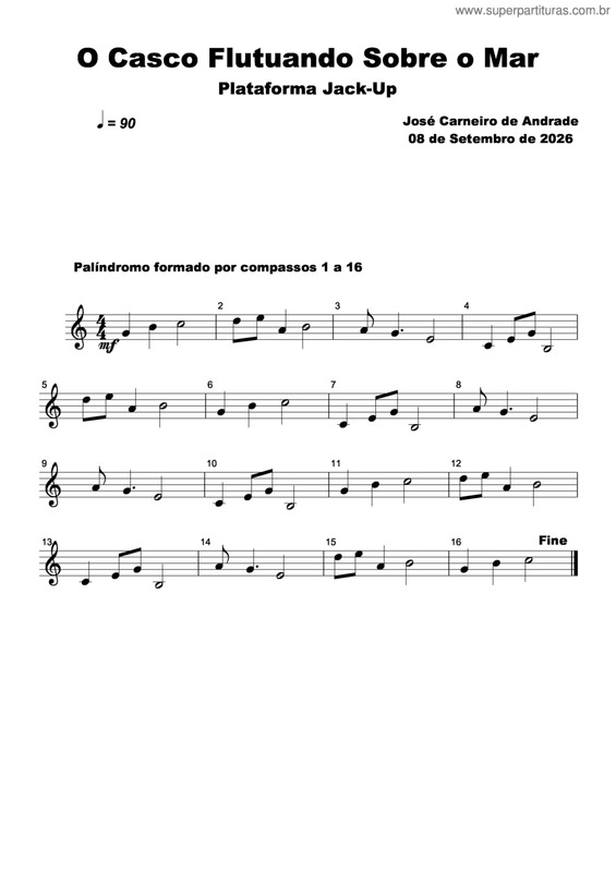 Partitura da música O Casco Flutuando Sobre O Mar