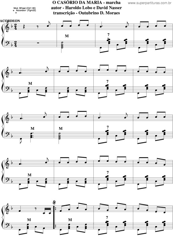 Partitura da música O Casório Da Maria v.2